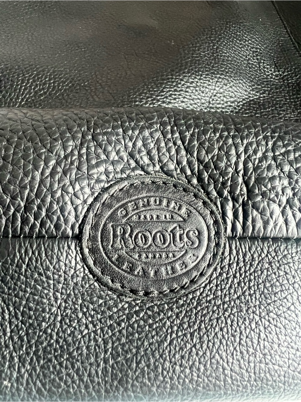 Roots Black Leather Tote with Red Straps - Picture 2 of 5